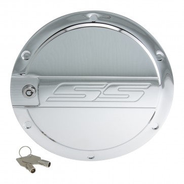 Camaro Locking Fuel Door - SS Logo-Chrome
