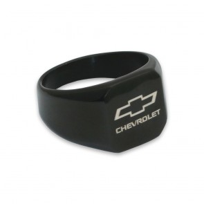 Chevy Bowtie Stainless Steel | Black Signet Ring