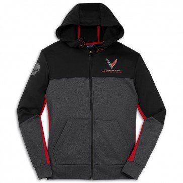 Colorblock Hooded Full-Zip Jacket | Black/Graphite/Red