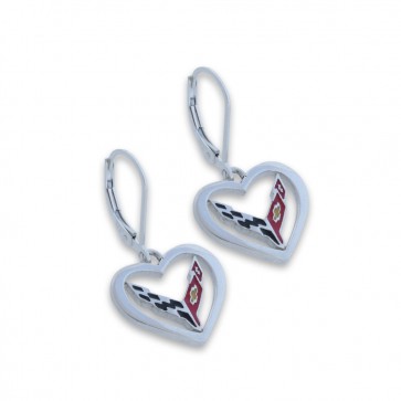 C8 Corvette Sterling Silver | Heart Earrings