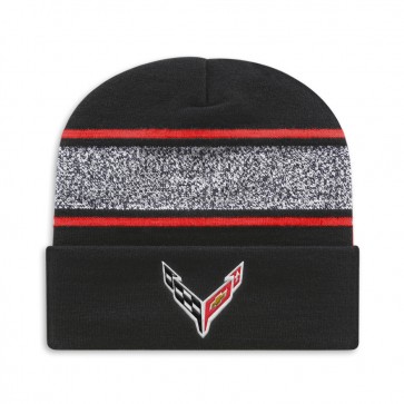 C8 Striped Cuffed Beanie | Black/Red