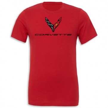 C8 Corvette Crossed Flags Tee | Canvas Red