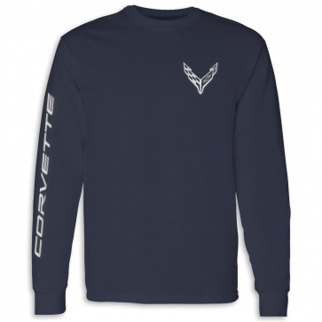 Crossed Flags Long Sleeve Tee | Navy