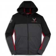 Colorblock Hooded Full-Zip Jacket | Black/Graphite/Red