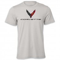 C8 Corvette Crossed Flags Tee | Solid Athletic Gray