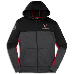 Colorblock Hooded Full-Zip Jacket | Black/Graphite/Red