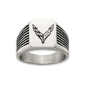 C8 Corvette Stainless Steel | Grooved Emblem Ring