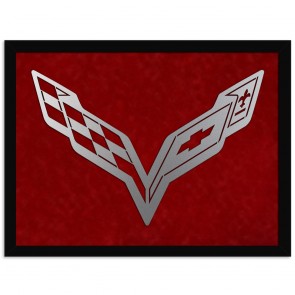 C7 Framed Laser Cut | Crossed Flags - Red