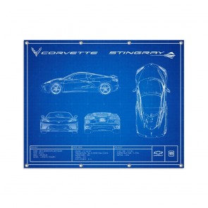 Corvette C8 Blueprint | Metal Print