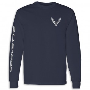 Crossed Flags Long Sleeve Tee | Navy