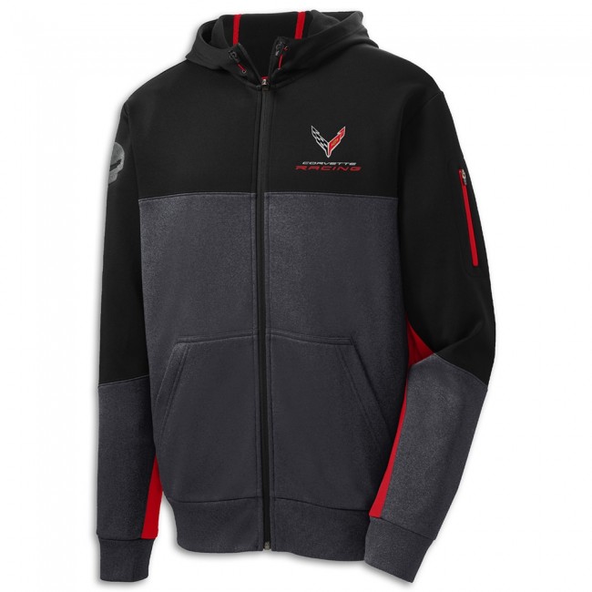 Colorblock Hooded Full Zip Jacket | Black/Graphite/Red