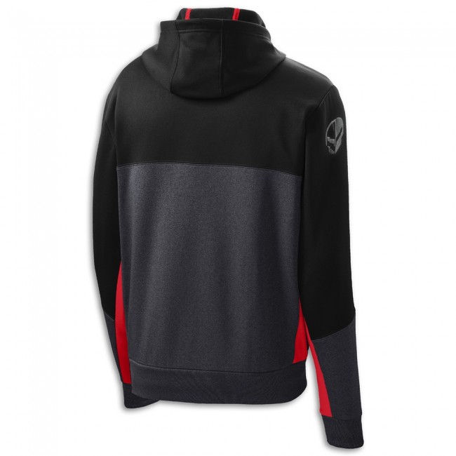 Colorblock Hooded Full Zip Jacket | Black/Graphite/Red