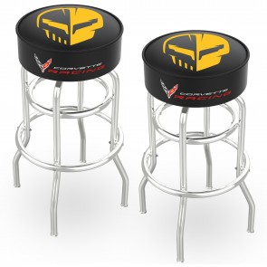 “Jake” Double Ring Chrome Stool | 2pc Set