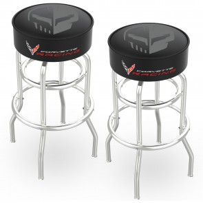 “Jake” Double Ring Chrome Stool | 2pc Set